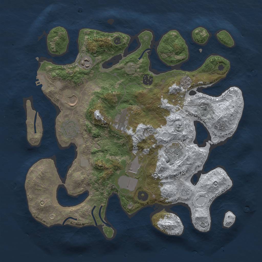 Rust Map: Procedural Map, Size: 3700, Seed: 3958830, 16 Monuments