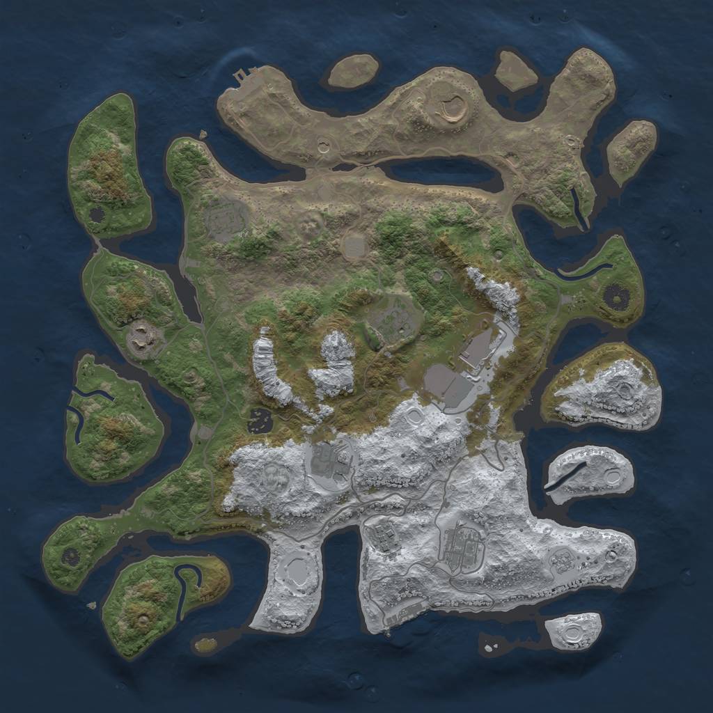 Rust Map: Procedural Map, Size: 4000, Seed: 7681, 18 Monuments