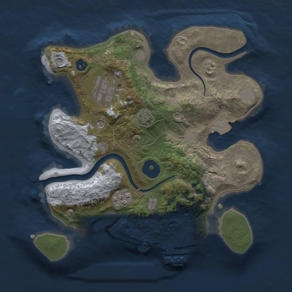 Rust Map: Procedural Map, Size: 2500, Seed: 93845703, 6 Monuments