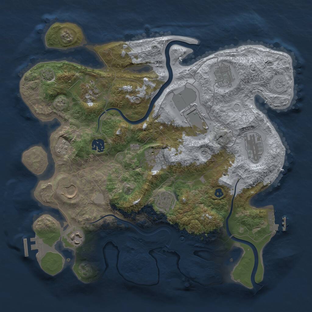 Rust Map: Procedural Map, Size: 3500, Seed: 5188423, 16 Monuments