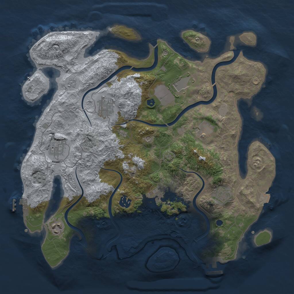Rust Map: Procedural Map, Size: 3700, Seed: 4619625, 15 Monuments