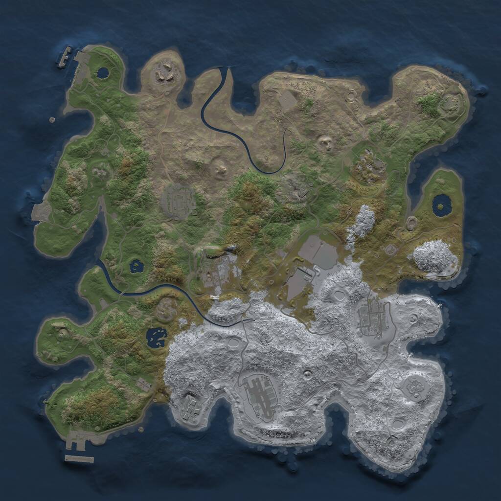 Rust Map: Procedural Map, Size: 3500, Seed: 133452, 14 Monuments