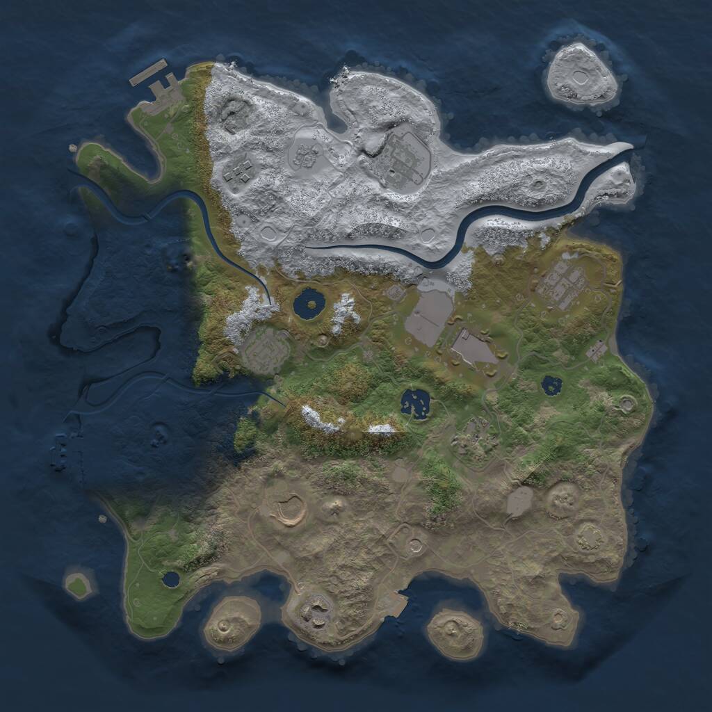 Rust Map: Procedural Map, Size: 3500, Seed: 2454151, 15 Monuments
