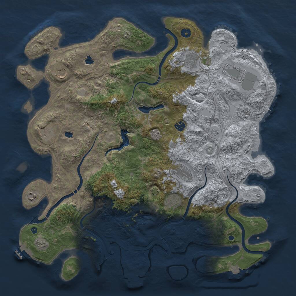 Rust Map: Procedural Map, Size: 4500, Seed: 41279, 16 Monuments