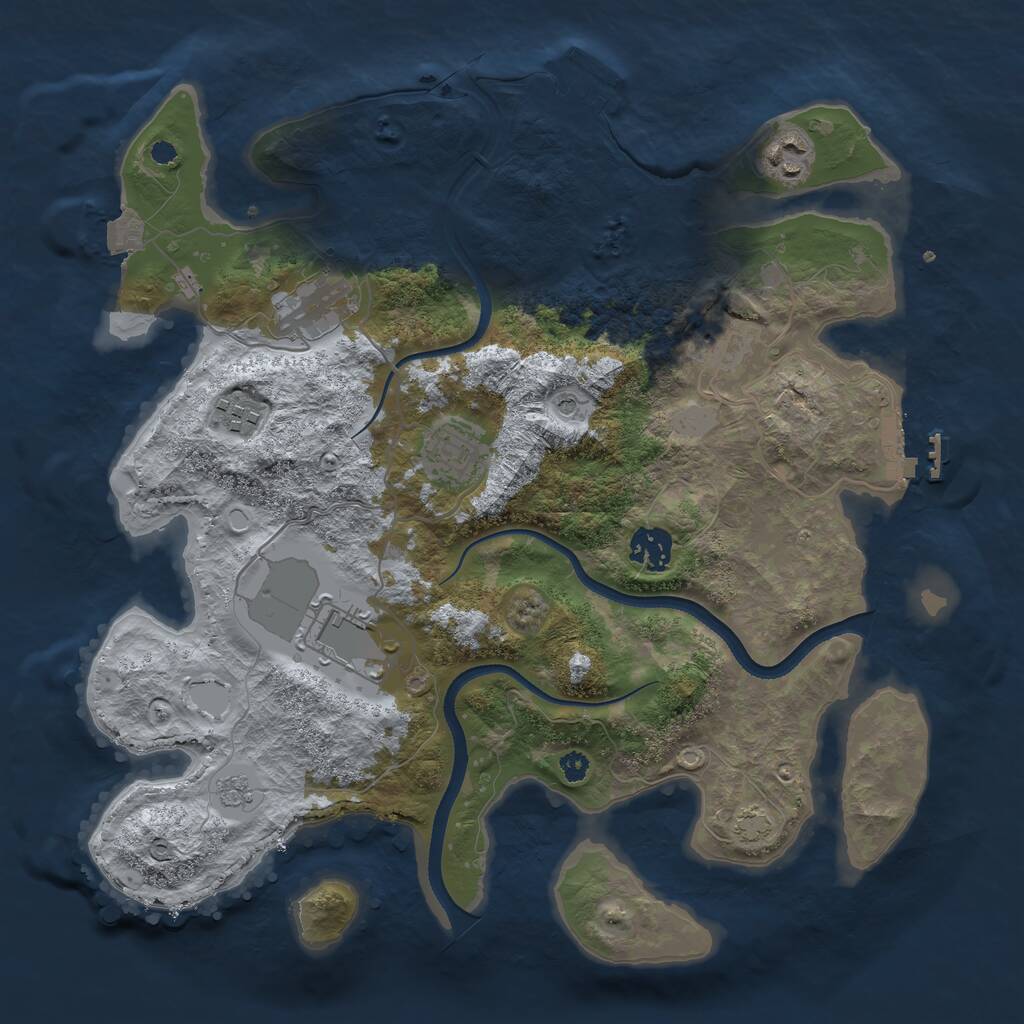 Rust Map: Procedural Map, Size: 3500, Seed: 1660729, 13 Monuments