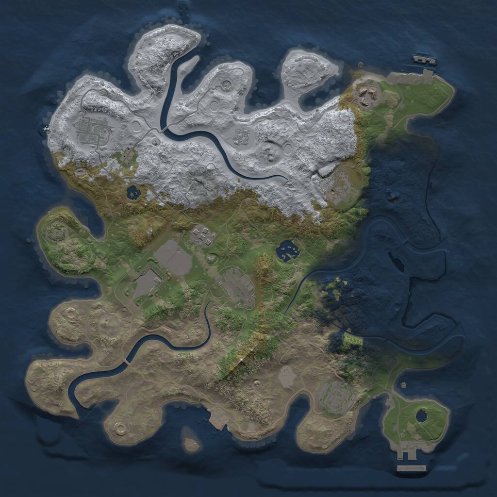 Rust Map: Procedural Map, Size: 3500, Seed: 5456872, 14 Monuments