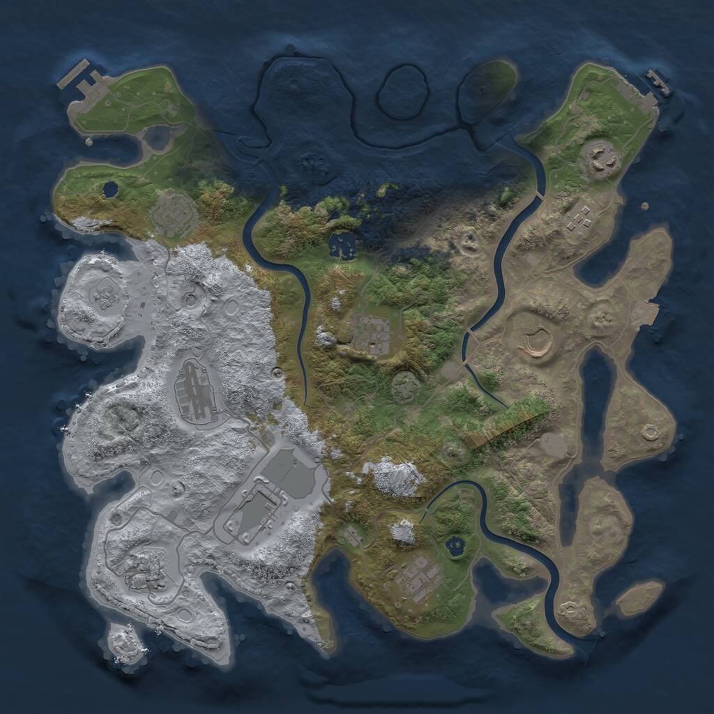 Rust Map: Procedural Map, Size: 3700, Seed: 5652222, 16 Monuments