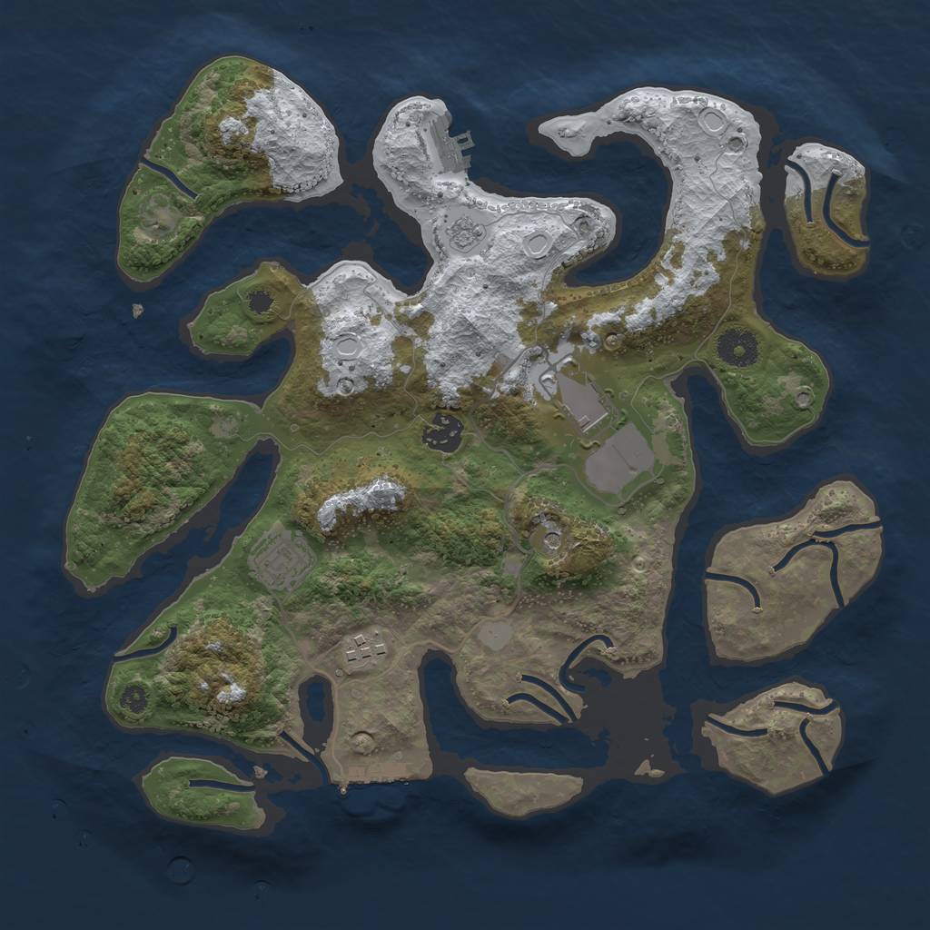 Rust Map: Procedural Map, Size: 3500, Seed: 5371047, 13 Monuments
