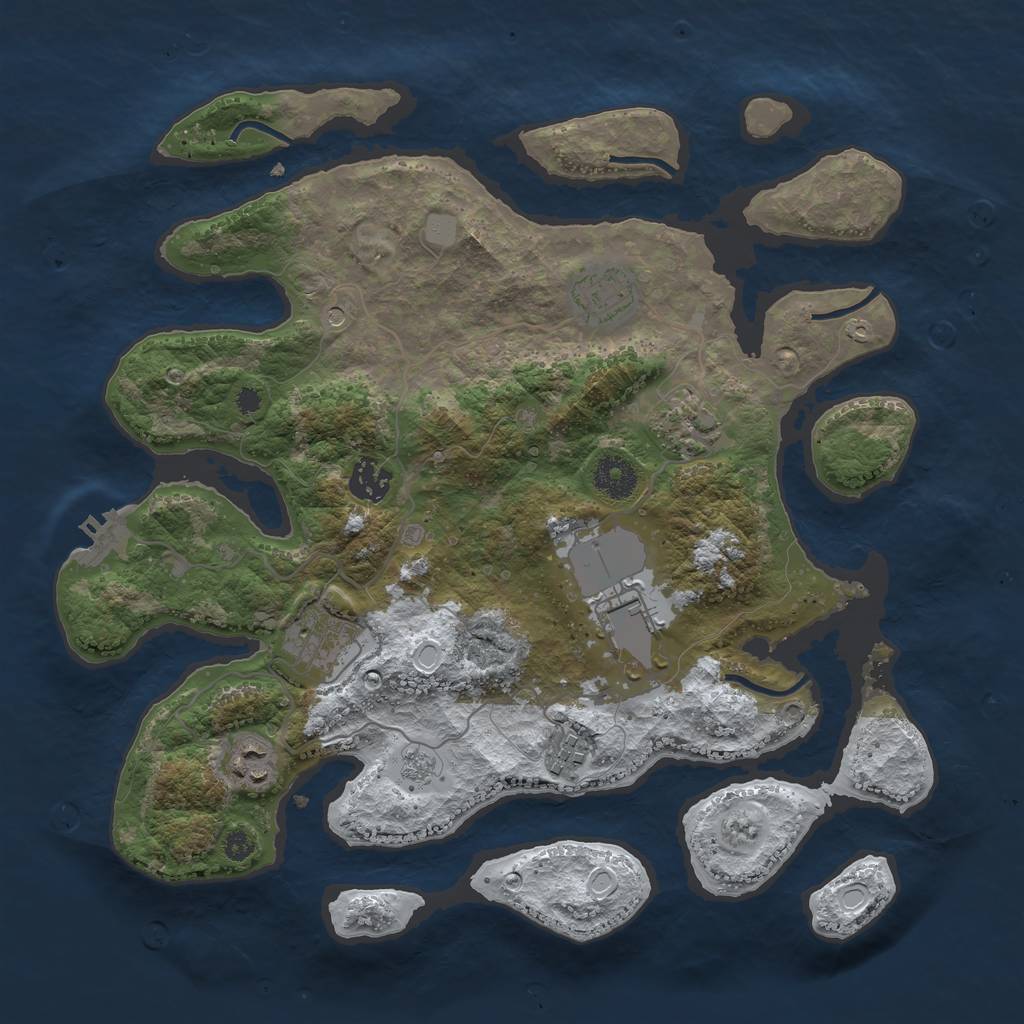 Rust Map: Procedural Map, Size: 3550, Seed: 614484, 15 Monuments