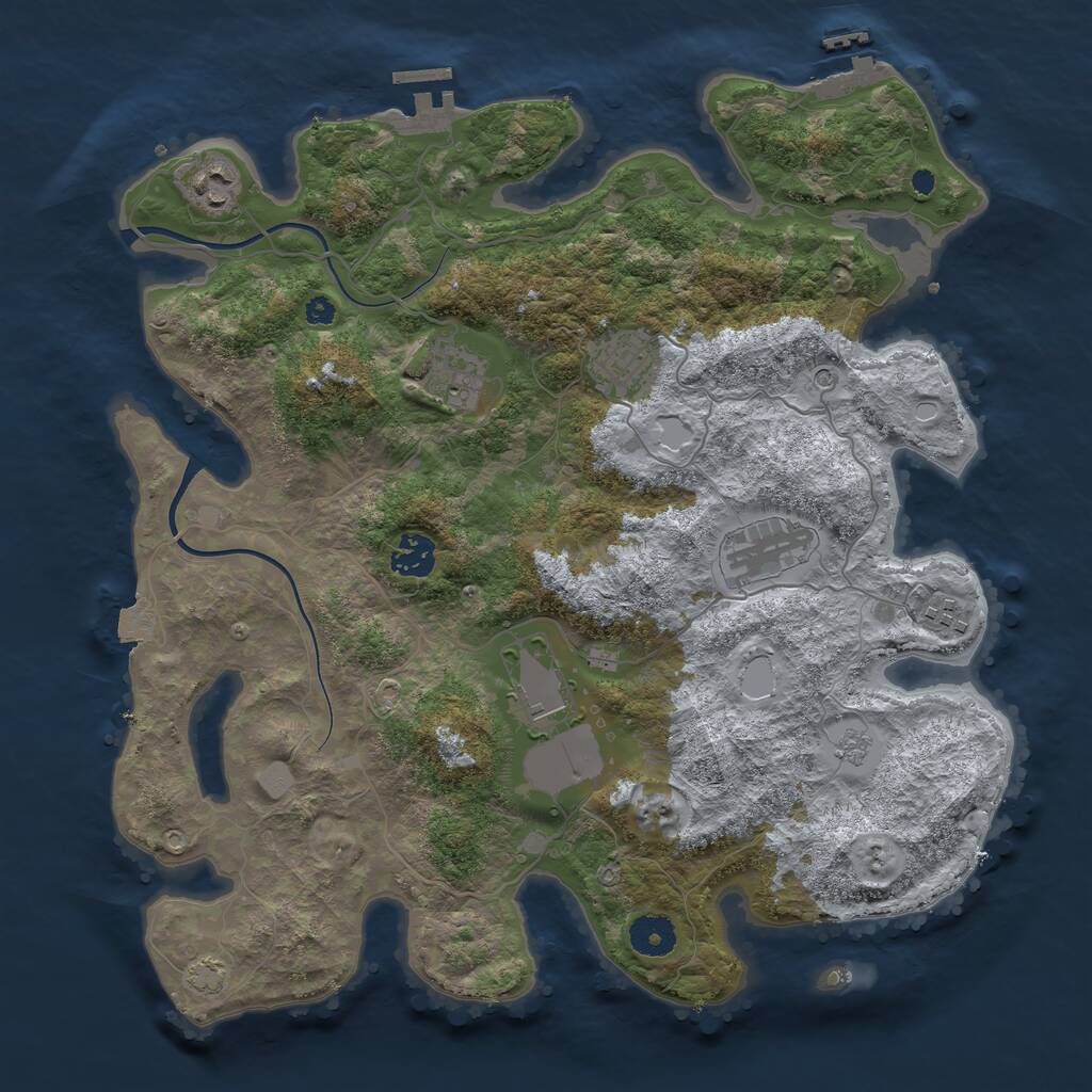 Rust Map: Procedural Map, Size: 3700, Seed: 5385739, 13 Monuments