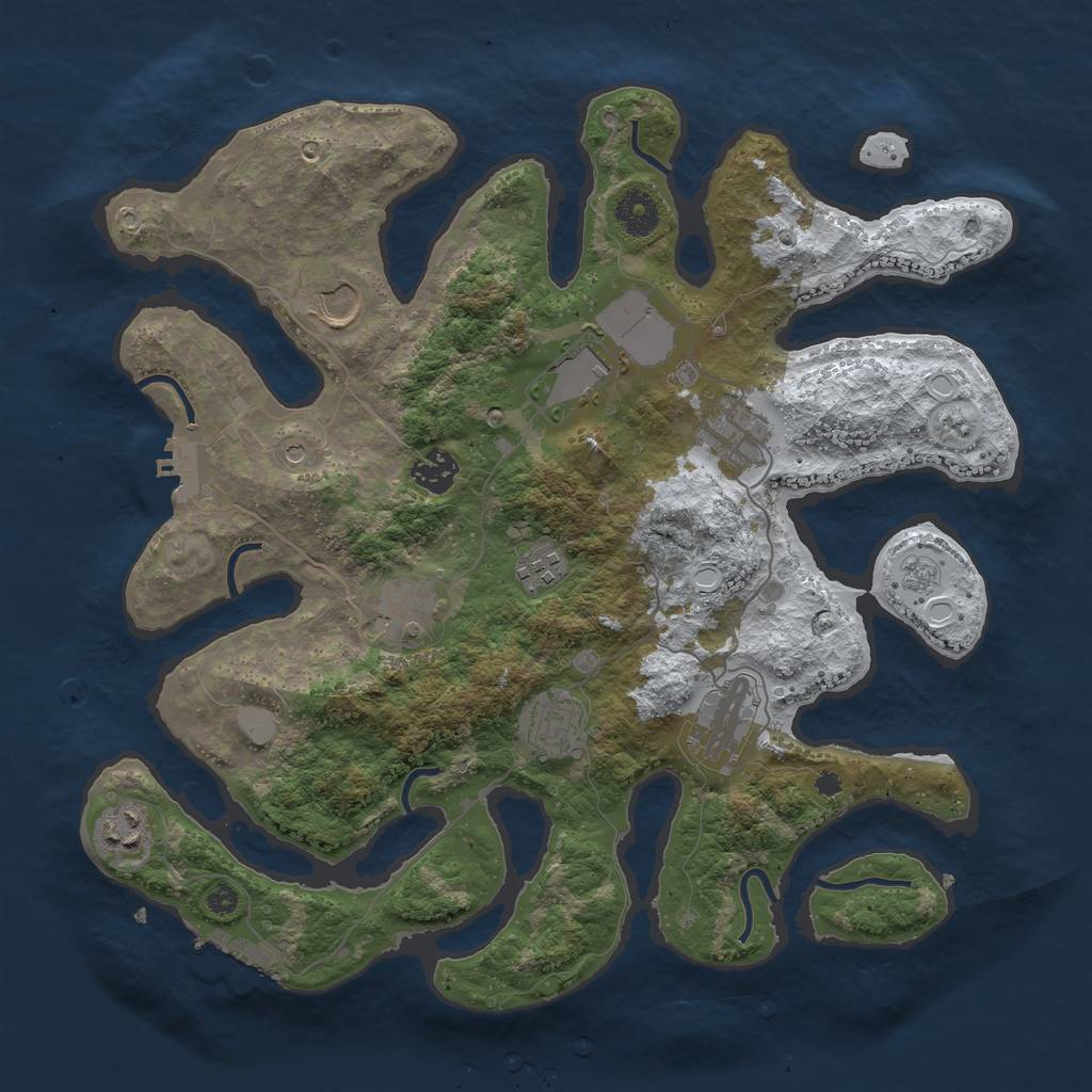 Rust Map: Procedural Map, Size: 3700, Seed: 3106262, 18 Monuments