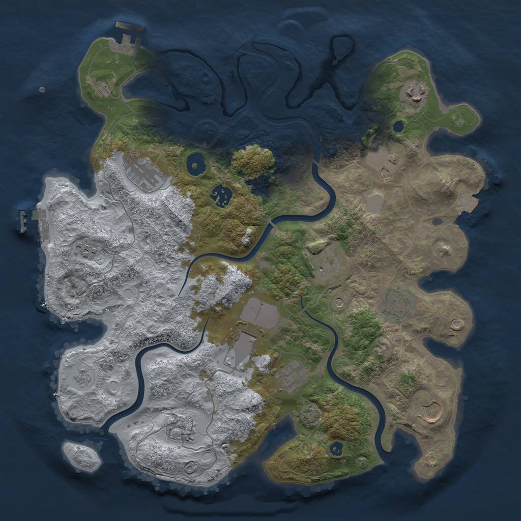 Rust Map: Procedural Map, Size: 3700, Seed: 5416267, 17 Monuments