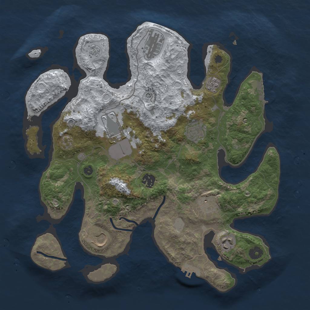 Rust Map: Procedural Map, Size: 3500, Seed: 99000, 17 Monuments