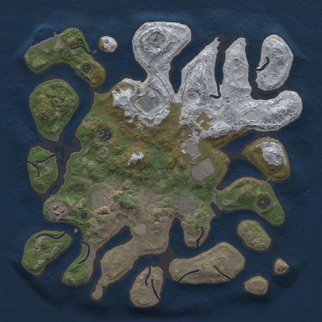 Rust Map: Procedural Map, Size: 3700, Seed: 5516619, 14 Monuments