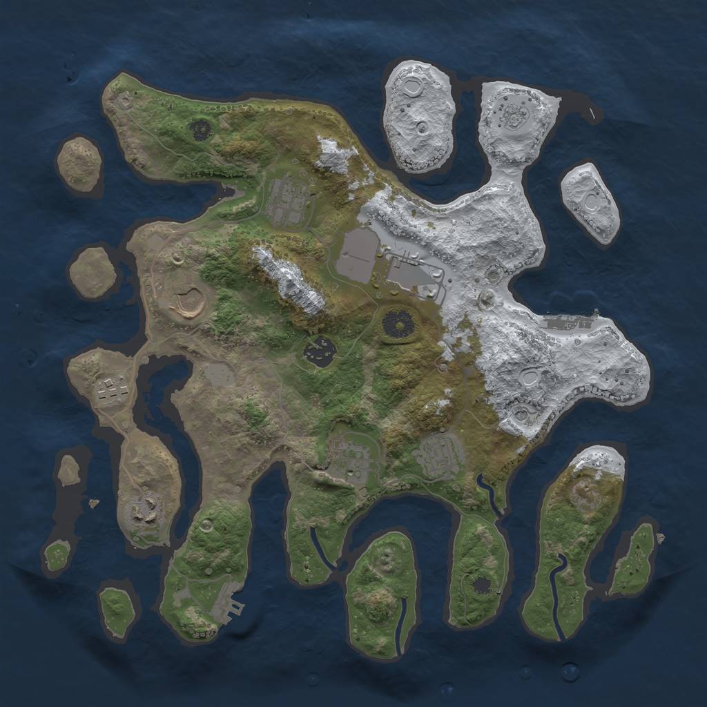 Rust Map: Procedural Map, Size: 3500, Seed: 2427261, 17 Monuments