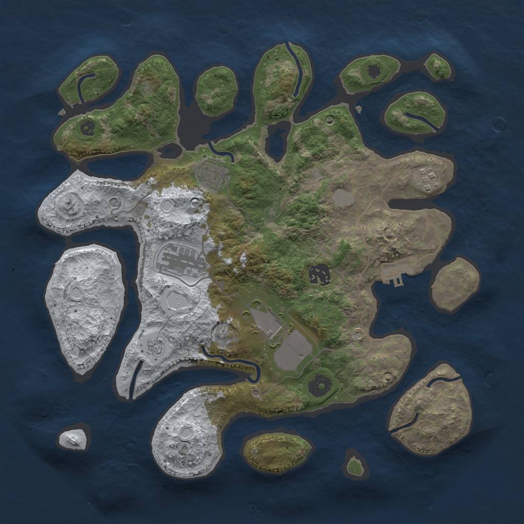 Rust Map: Procedural Map, Size: 3500, Seed: 4618772, 13 Monuments