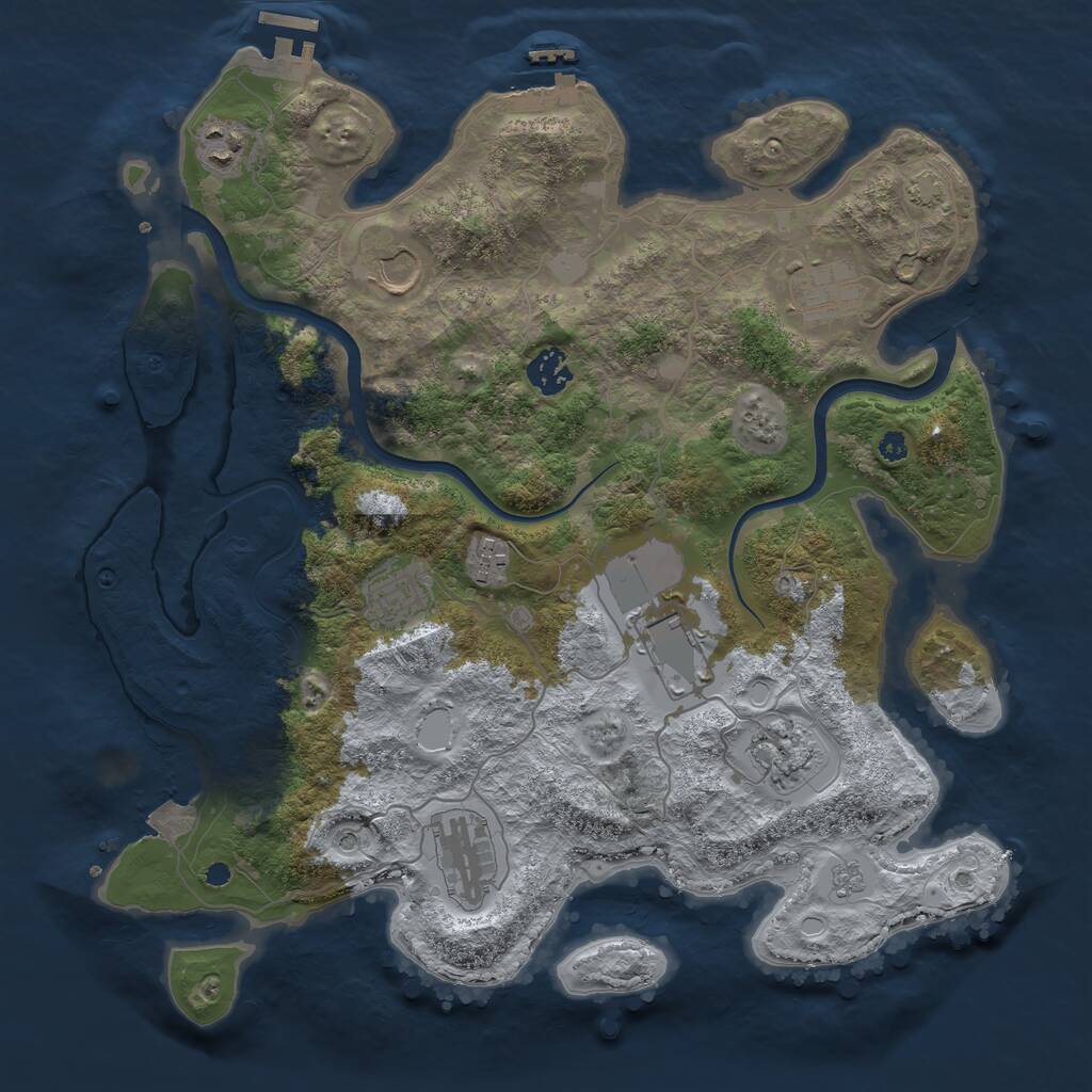 Rust Map: Procedural Map, Size: 3700, Seed: 2794380, 15 Monuments