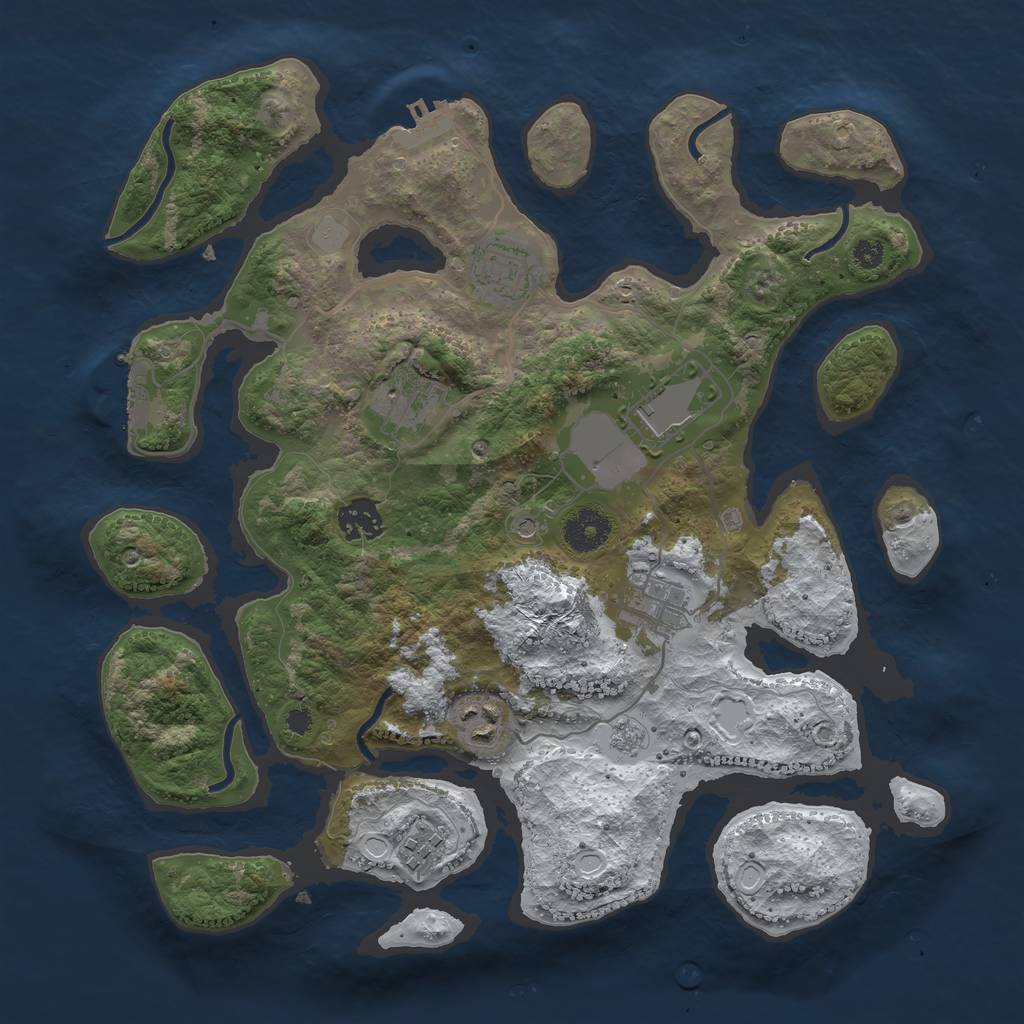 Rust Map: Procedural Map, Size: 3500, Seed: 2146738, 16 Monuments