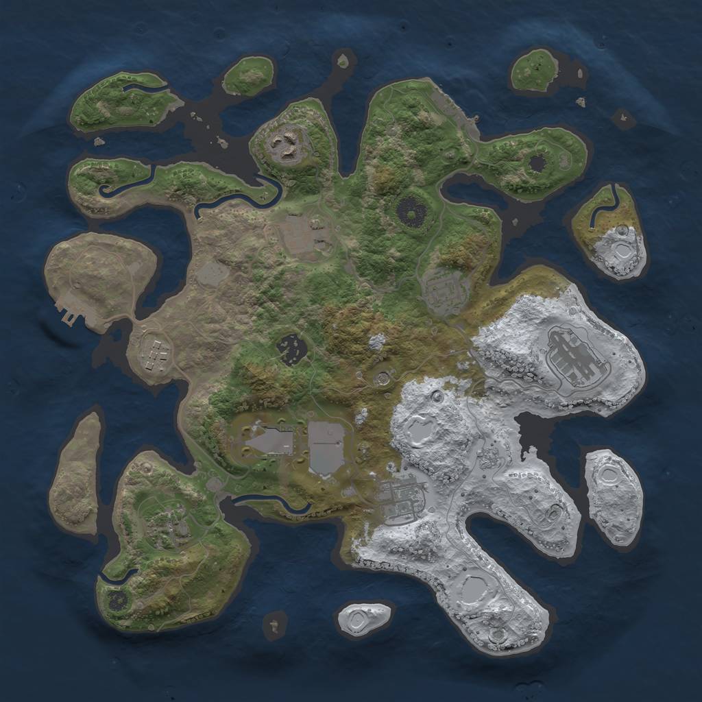 Rust Map: Procedural Map, Size: 3500, Seed: 6190002, 18 Monuments