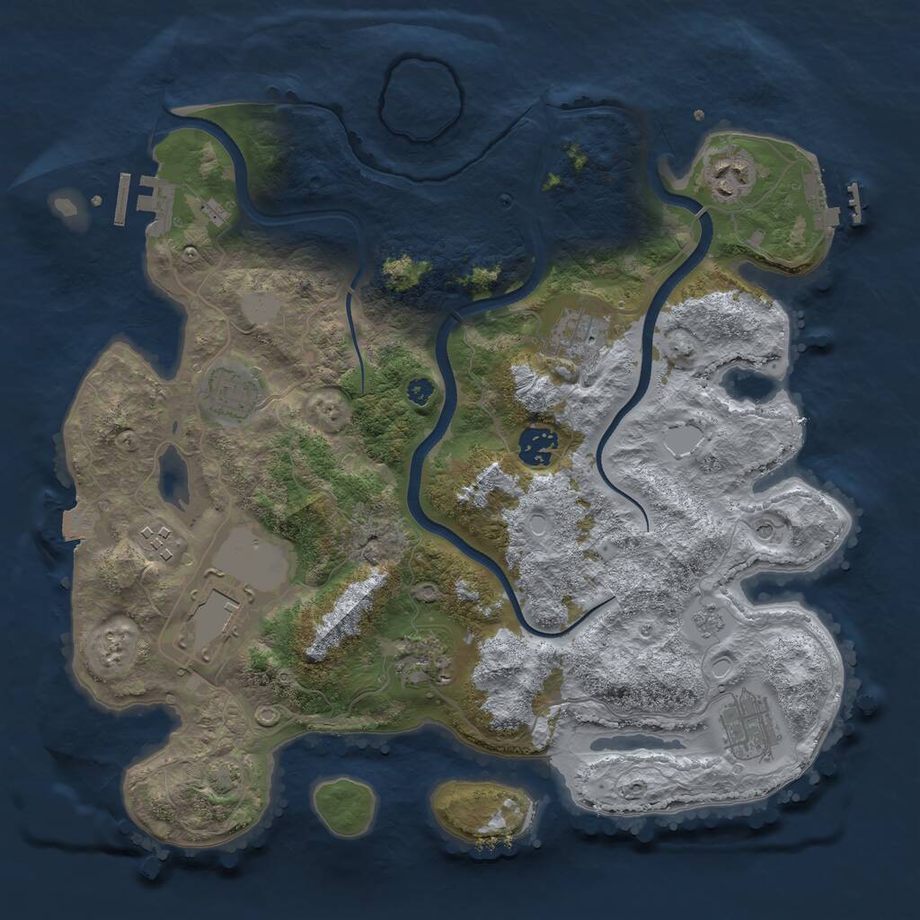 Rust Map: Procedural Map, Size: 3500, Seed: 4722924, 14 Monuments