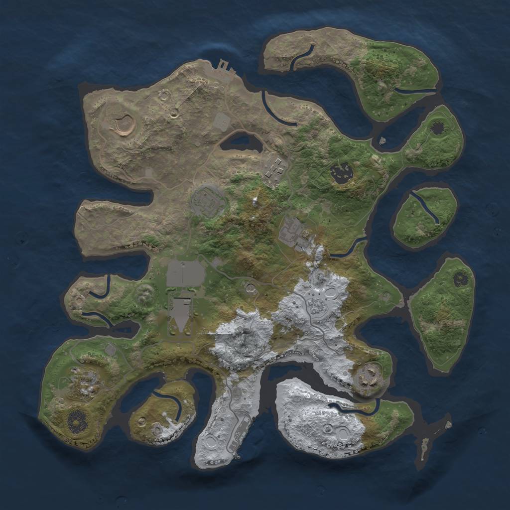 Rust Map: Procedural Map, Size: 3500, Seed: 1558353, 17 Monuments