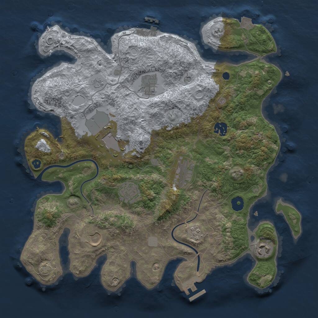 Rust Map: Procedural Map, Size: 3500, Seed: 25739, 14 Monuments