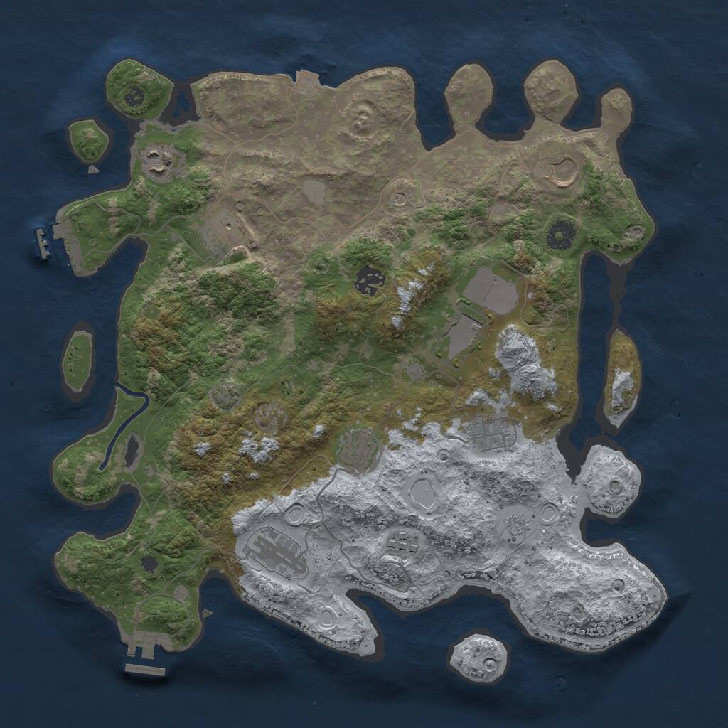 Rust Map: Procedural Map, Size: 3700, Seed: 3517842, 15 Monuments