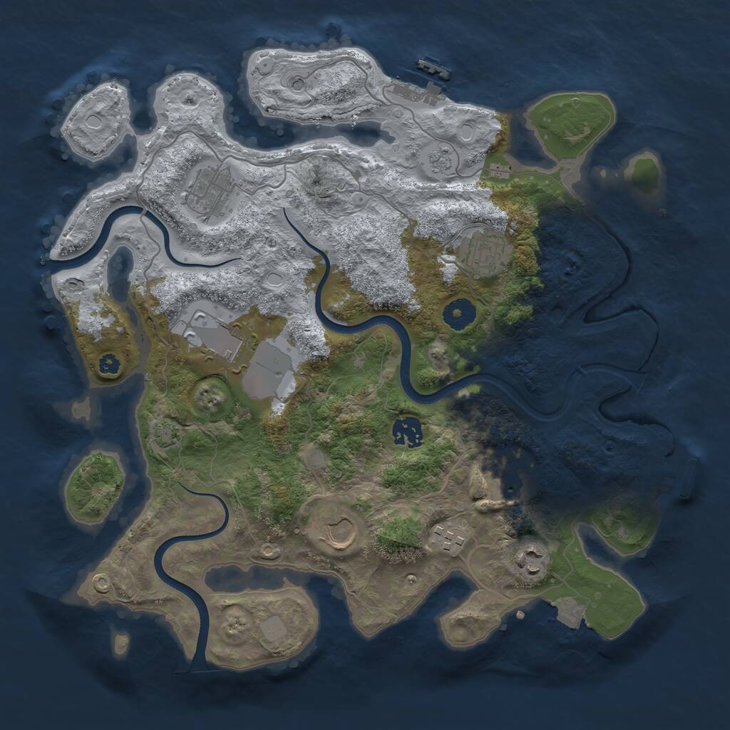 Rust Map: Procedural Map, Size: 3500, Seed: 4755056, 14 Monuments