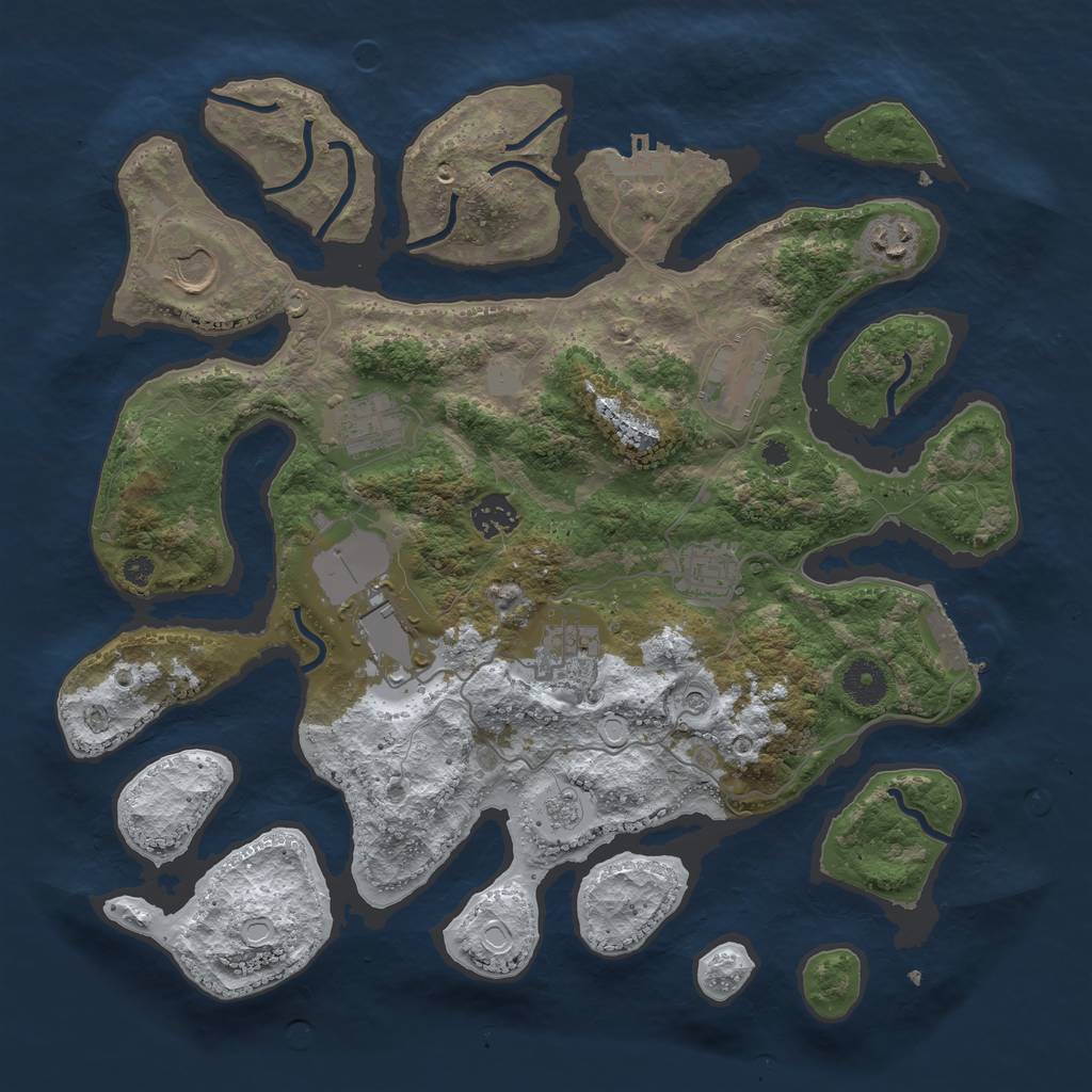 Rust Map: Procedural Map, Size: 3700, Seed: 5831755, 17 Monuments