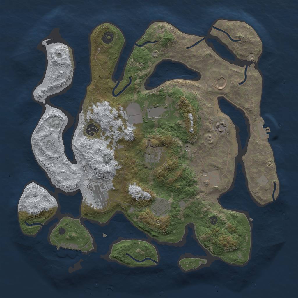 Rust Map: Procedural Map, Size: 3700, Seed: 5092601, 17 Monuments