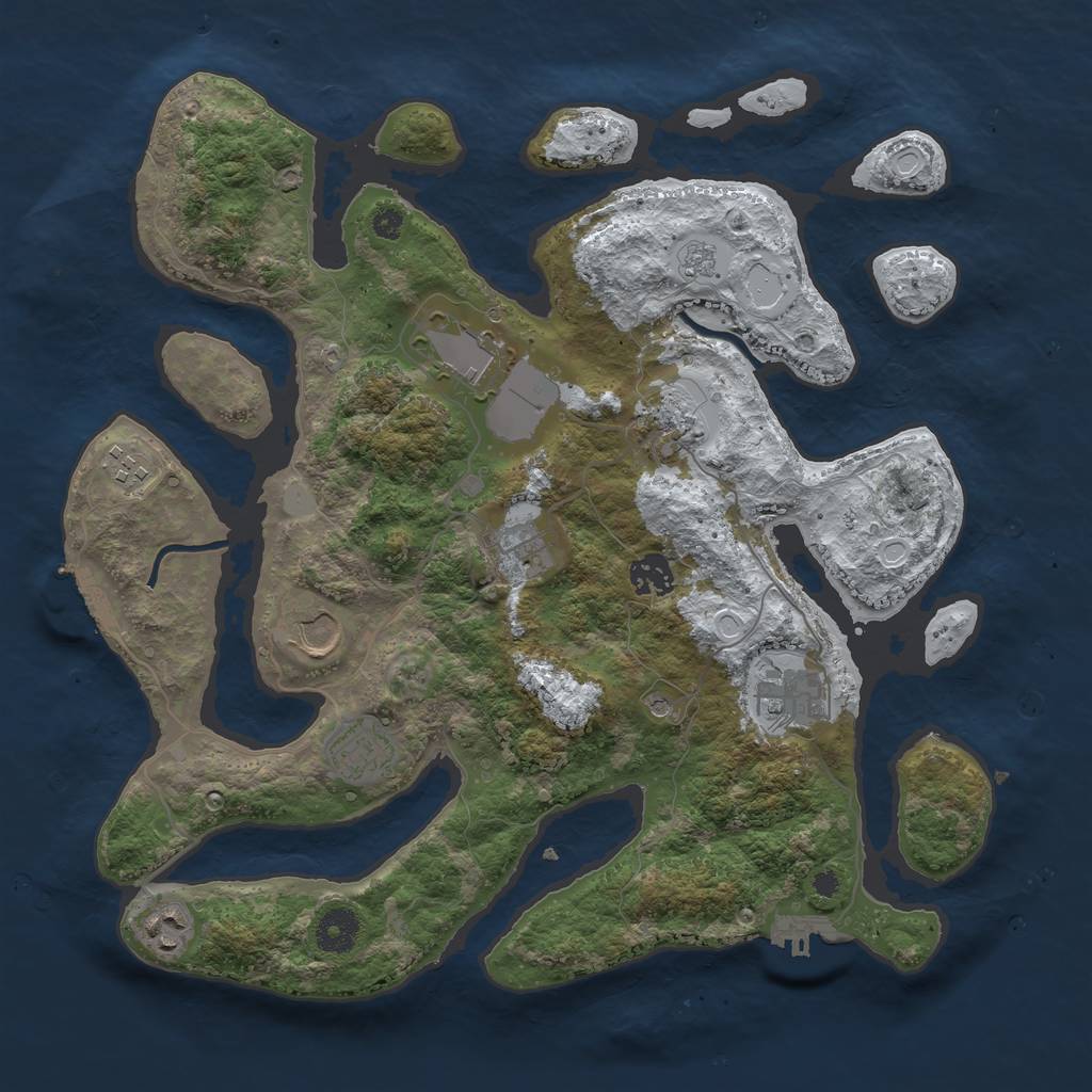 Rust Map: Procedural Map, Size: 3700, Seed: 3514553, 18 Monuments