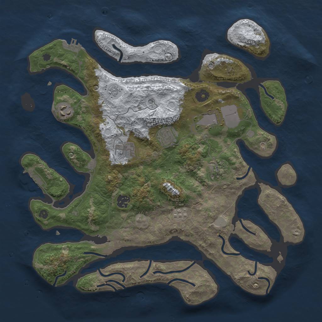 Rust Map: Procedural Map, Size: 3700, Seed: 299734, 16 Monuments