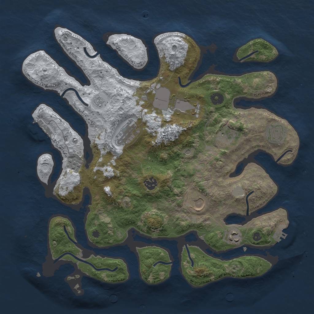 Rust Map: Procedural Map, Size: 3700, Seed: 4598392, 17 Monuments