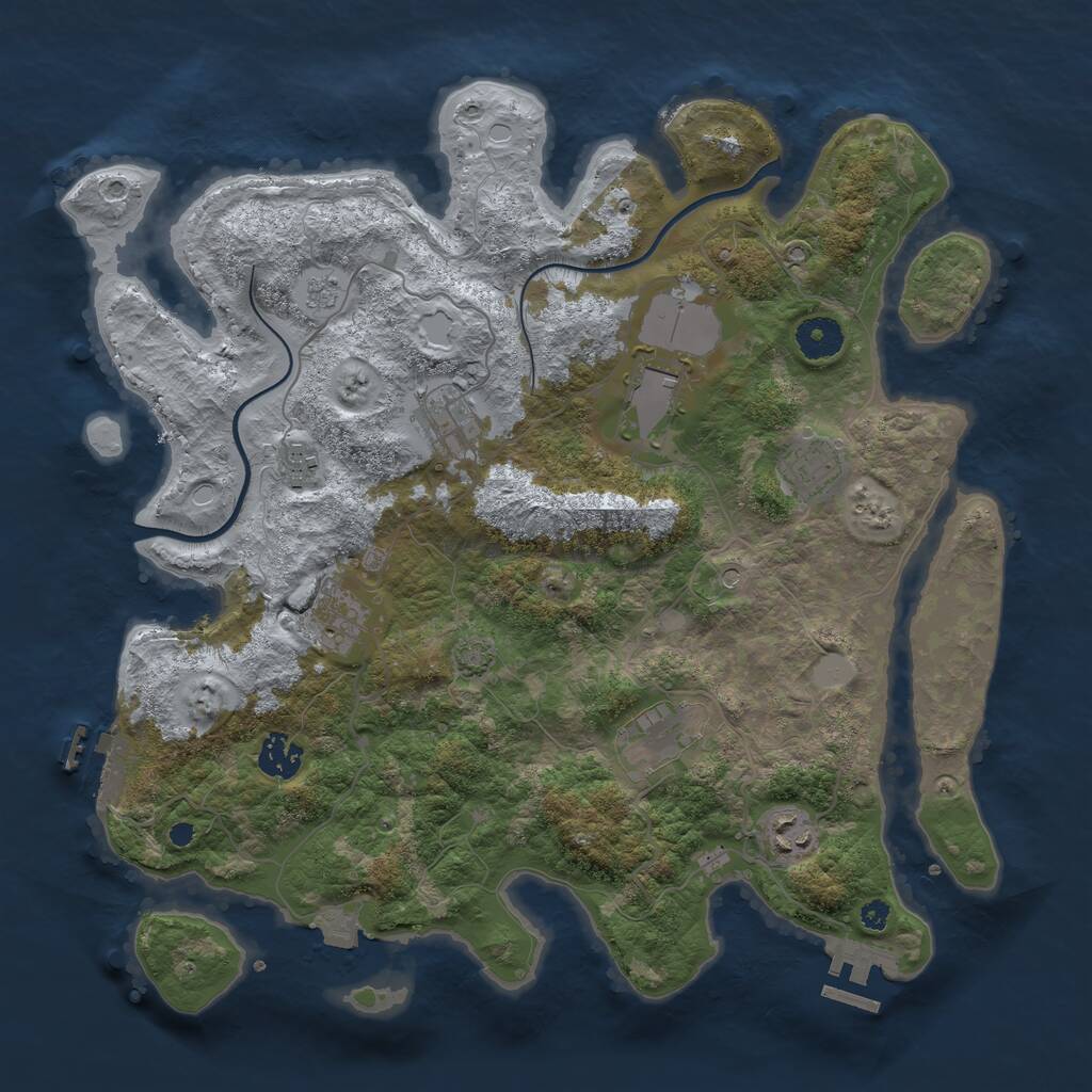 Rust Map: Procedural Map, Size: 3700, Seed: 1320480, 14 Monuments