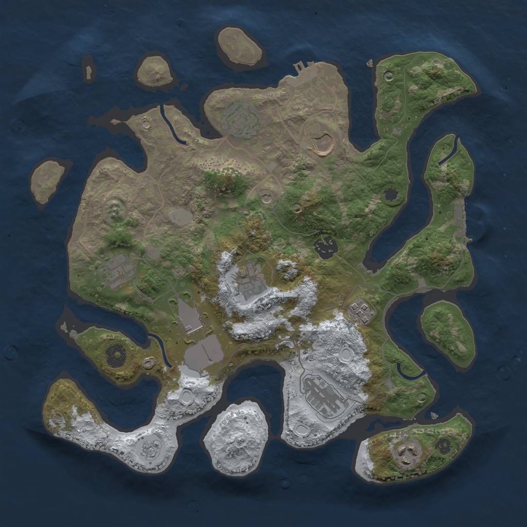 Rust Map: Procedural Map, Size: 3500, Seed: 4014130, 18 Monuments