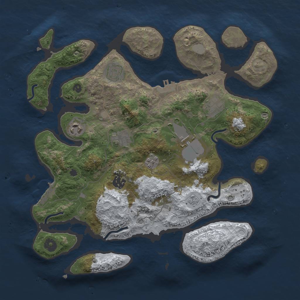 Rust Map: Procedural Map, Size: 3500, Seed: 1821457, 16 Monuments