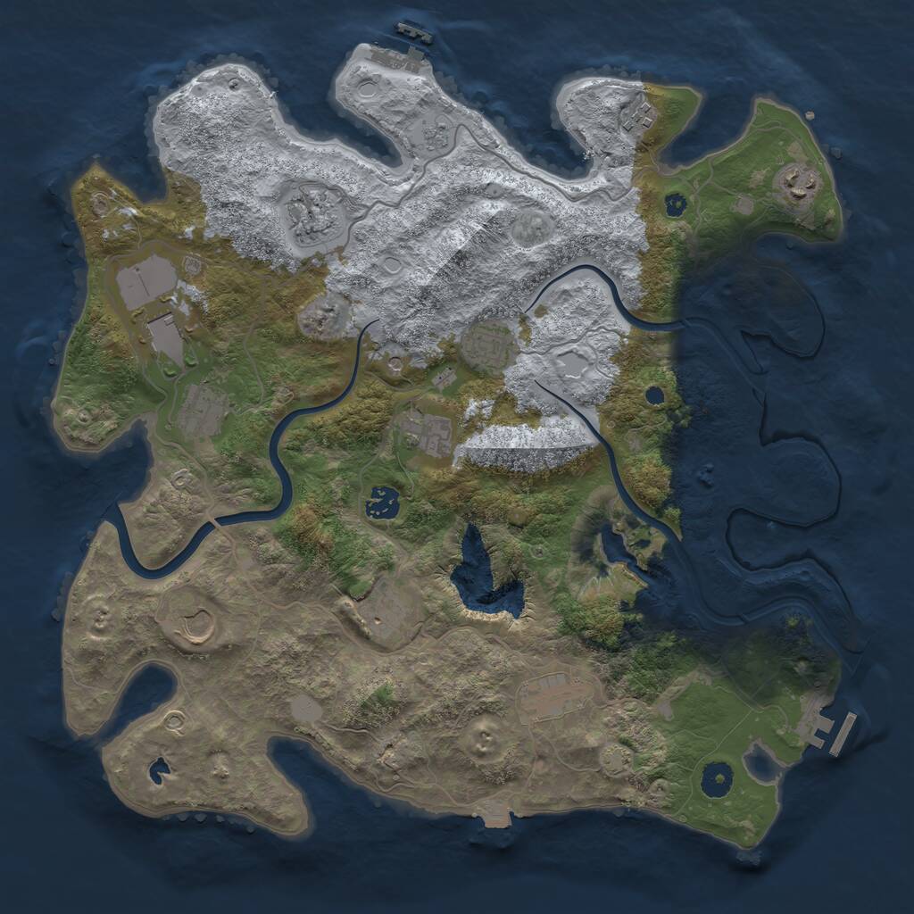 Rust Map: Procedural Map, Size: 4000, Seed: 1953846, 17 Monuments