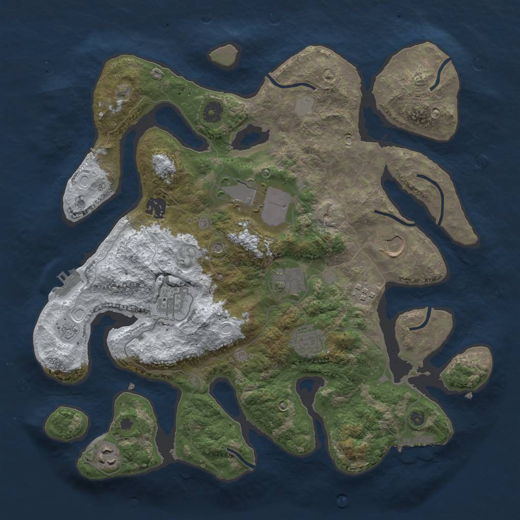 Rust Map: Procedural Map, Size: 3700, Seed: 4423233, 17 Monuments