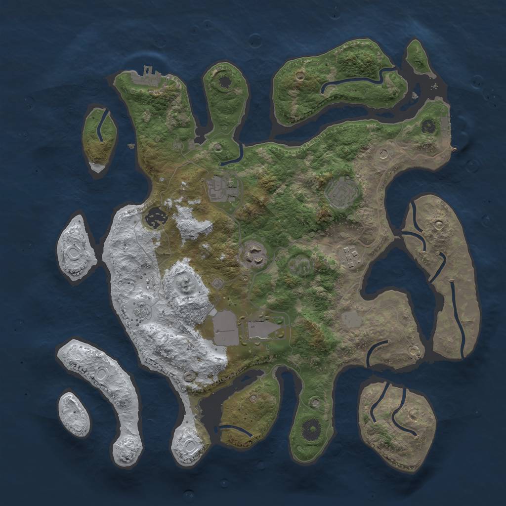 Rust Map: Procedural Map, Size: 3700, Seed: 2585146, 15 Monuments