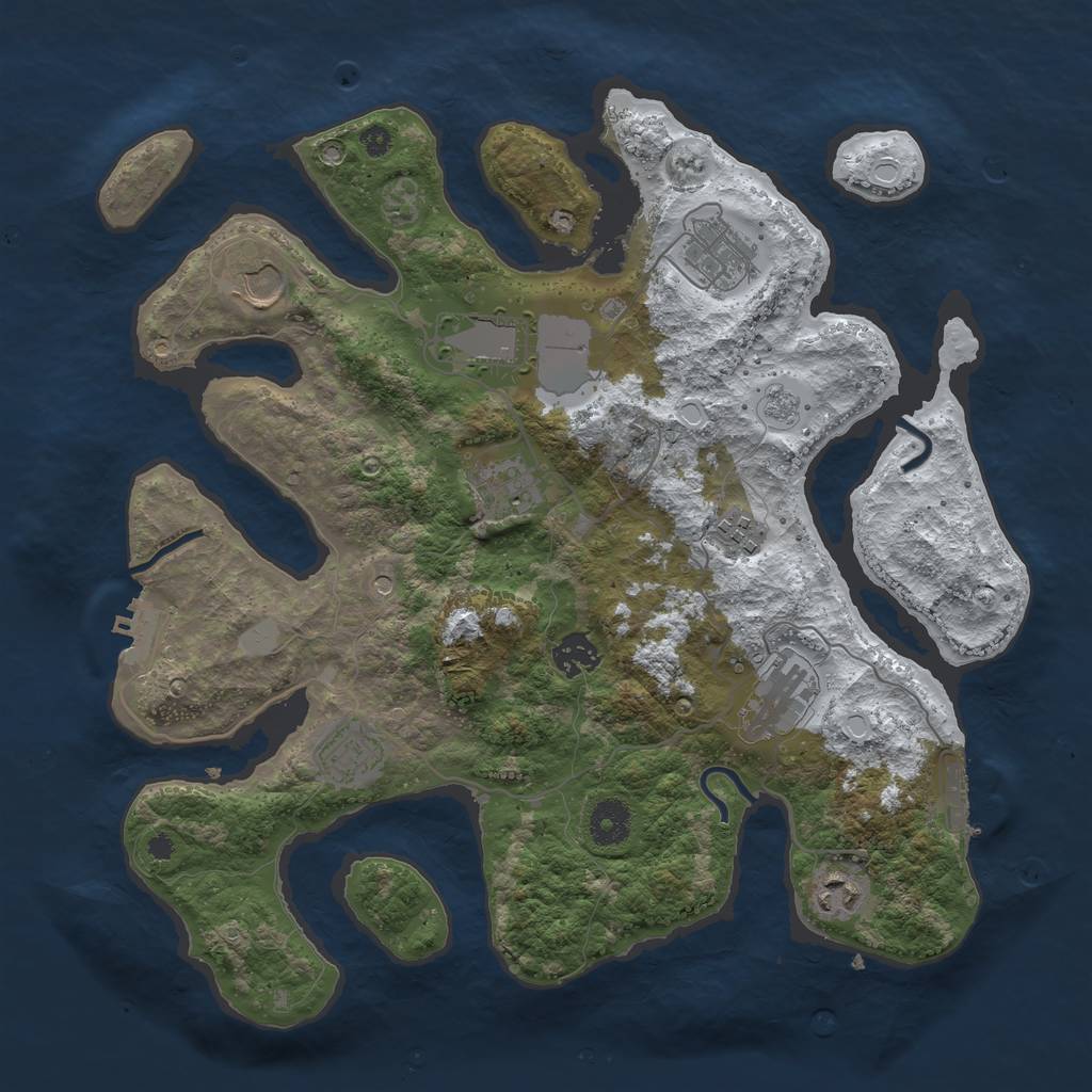 Rust Map: Procedural Map, Size: 3700, Seed: 5195324, 18 Monuments