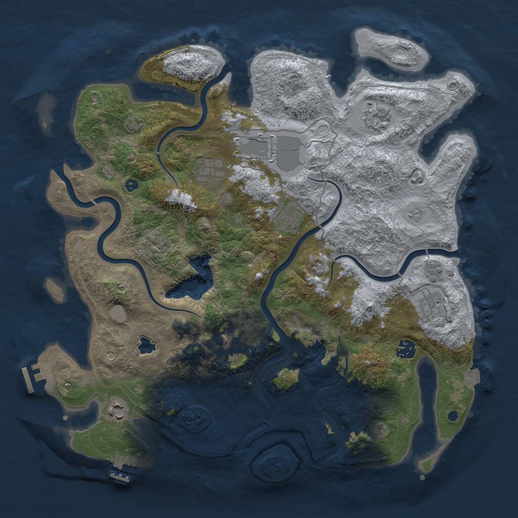 Rust Map: Procedural Map, Size: 4003, Seed: 42069, 15 Monuments