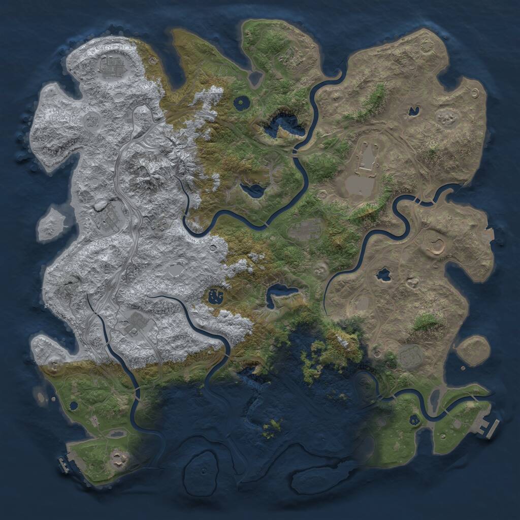 Rust Map: Procedural Map, Size: 5000, Seed: 104253018, 17 Monuments