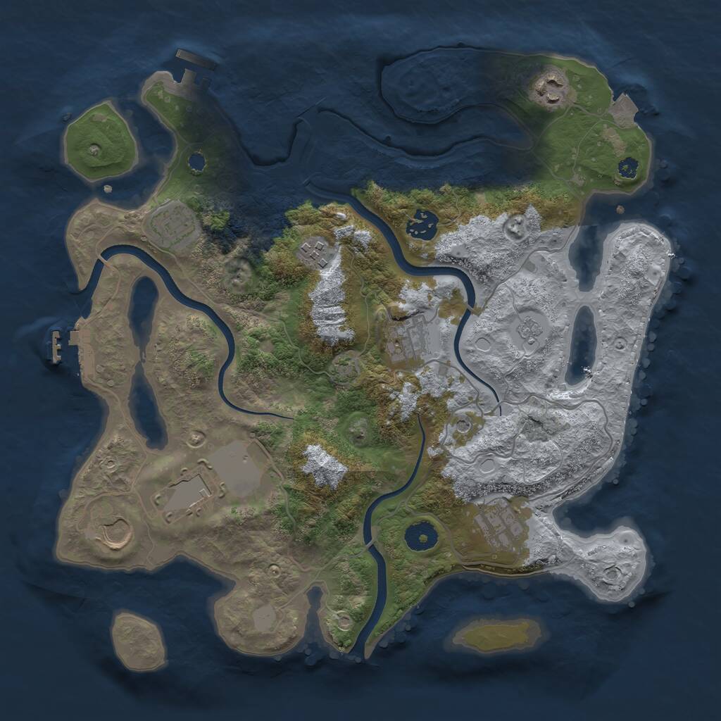 Rust Map: Procedural Map, Size: 3500, Seed: 4597754, 14 Monuments