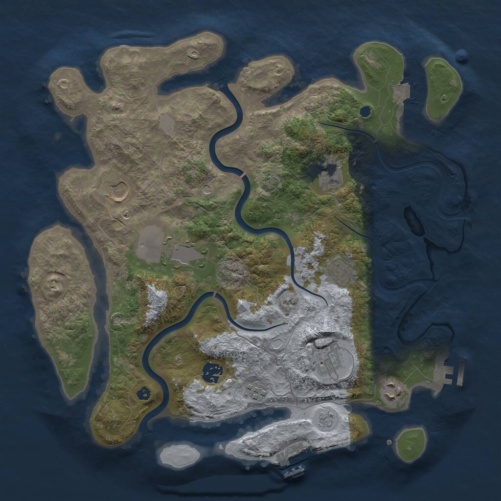 Rust Map: Procedural Map, Size: 3700, Seed: 4032559, 14 Monuments