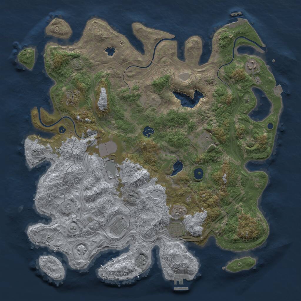 Rust Map: Procedural Map, Size: 4250, Seed: 5183065, 14 Monuments