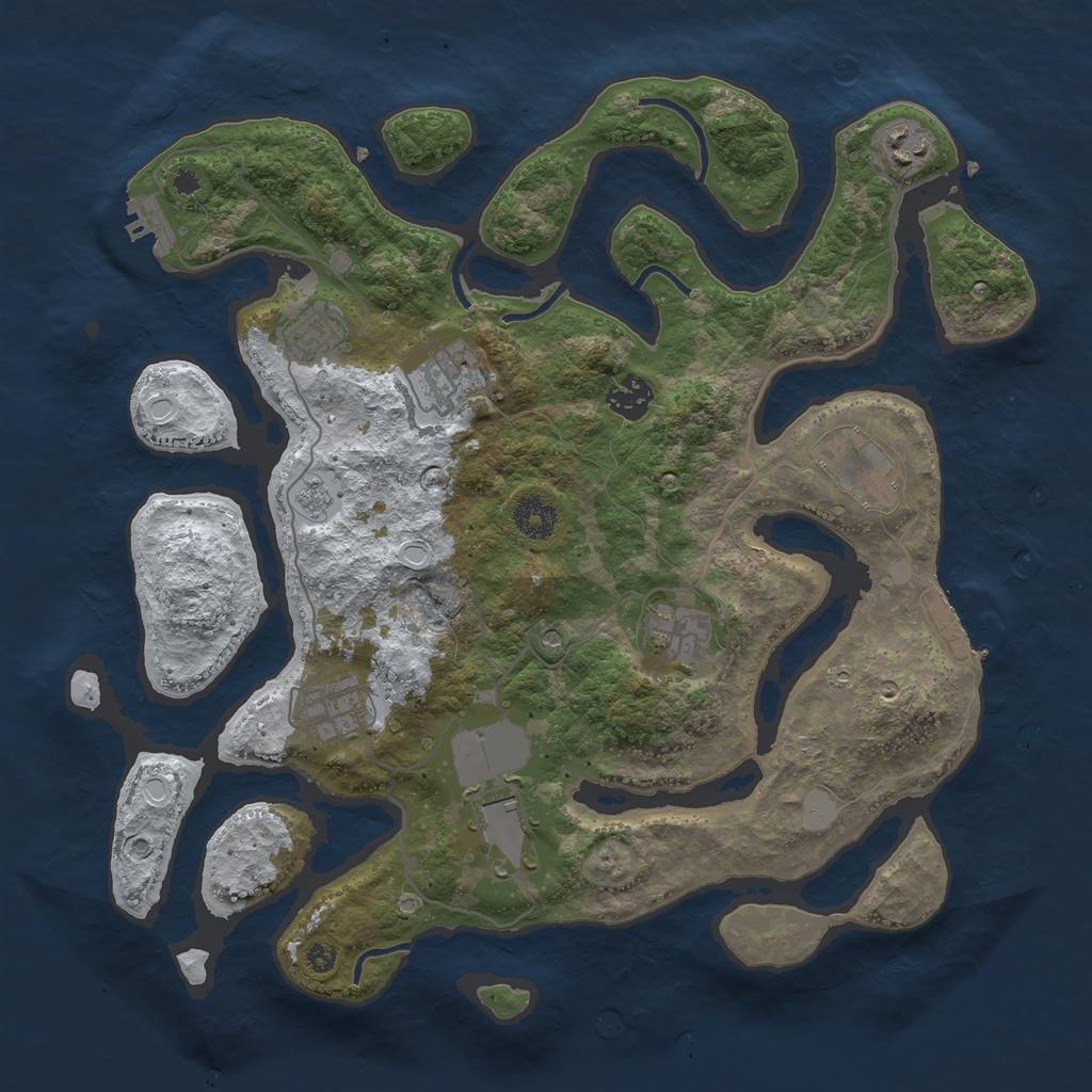 Rust Map: Procedural Map, Size: 3700, Seed: 4688995, 17 Monuments