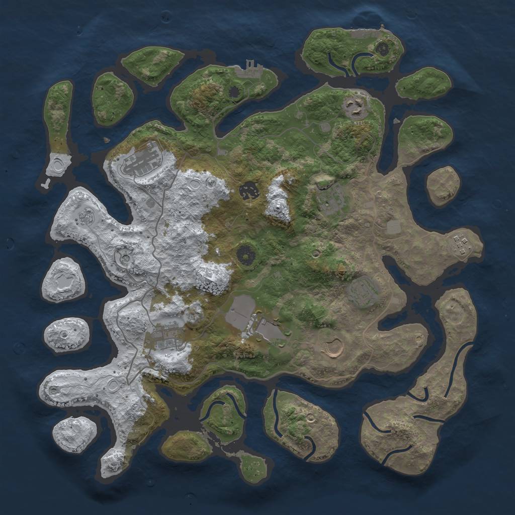 Rust Map: Procedural Map, Size: 4000, Seed: 1989615, 18 Monuments