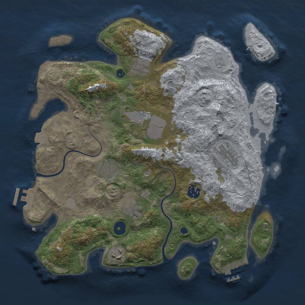 Rust Map: Procedural Map, Size: 3500, Seed: 81582, 13 Monuments