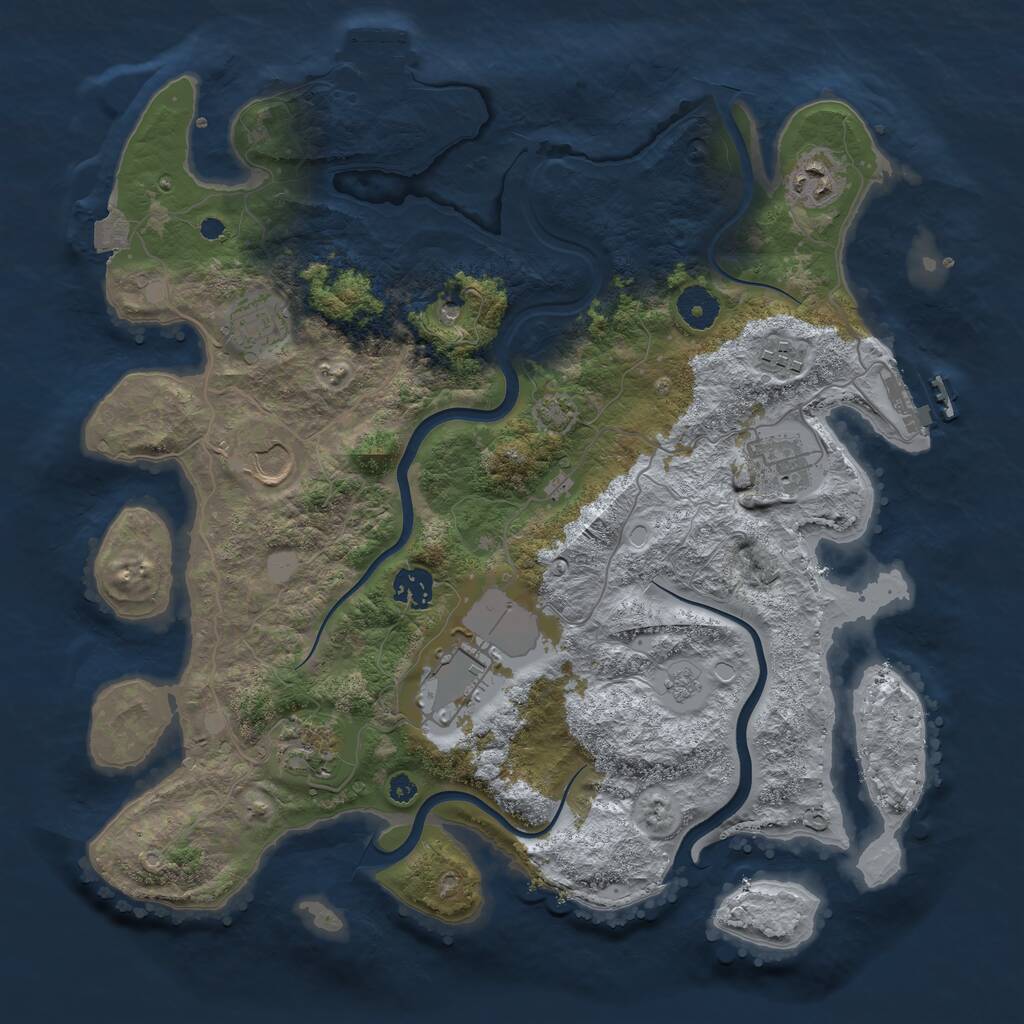 Rust Map: Procedural Map, Size: 3700, Seed: 3357025, 14 Monuments