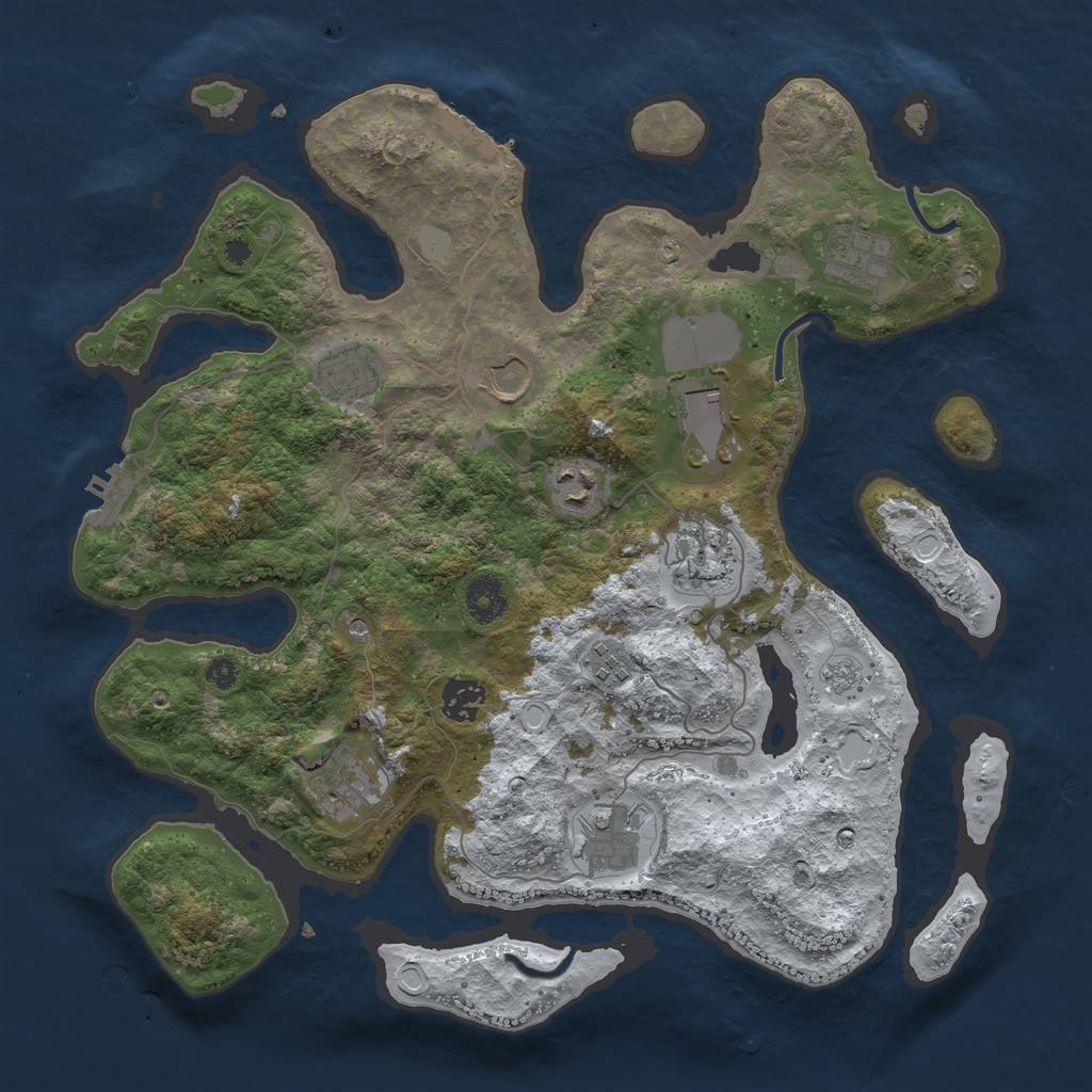Rust Map: Procedural Map, Size: 3700, Seed: 2950388, 19 Monuments